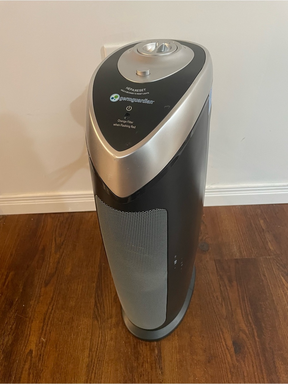 Germ Guardian Tall Air Purifier - Black and Silver